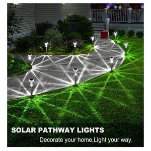 Solar Stake Path Lights - White LED Garden Illumination